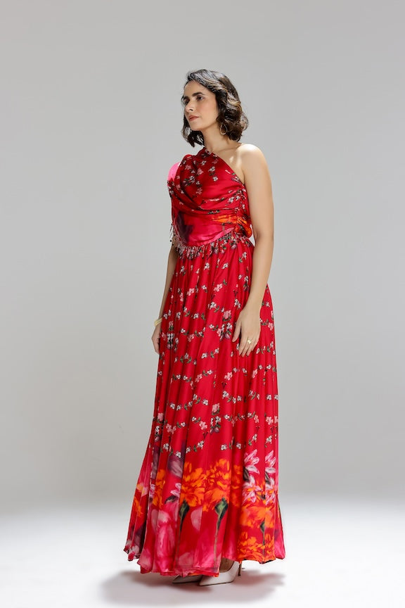 Floralia kalidar skirt with drape blouse