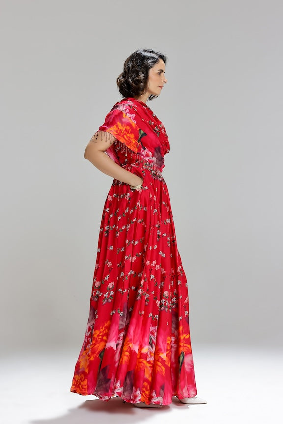 Floralia kalidar skirt with drape blouse