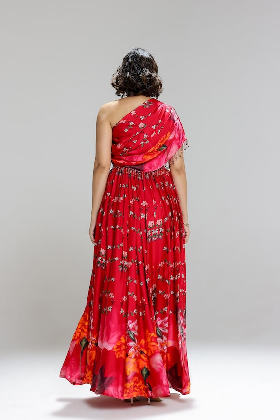 Floralia kalidar skirt with drape blouse