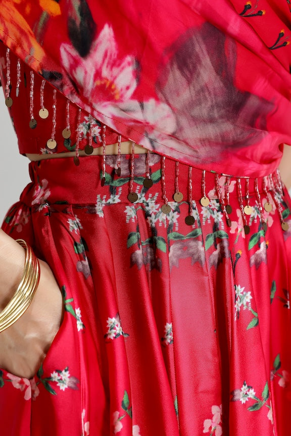 Floralia kalidar skirt with drape blouse