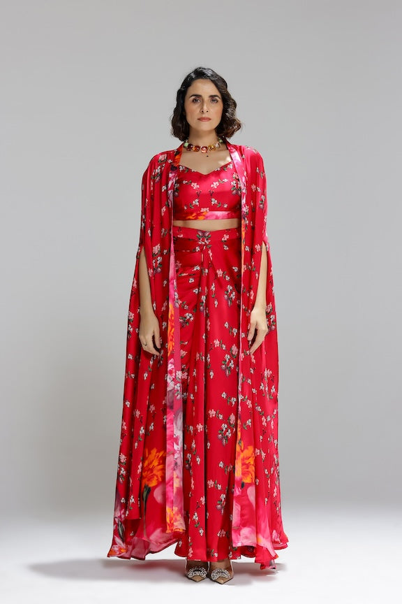 Floralia skirt with bustier and a shrug