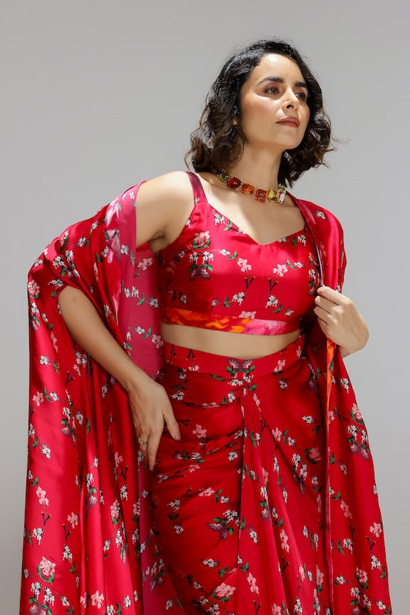 Floralia skirt with bustier and a shrug