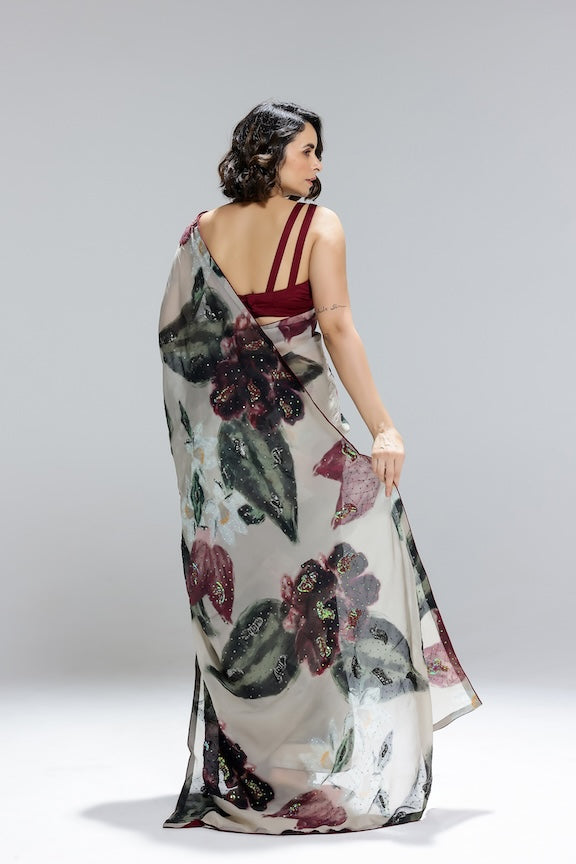 Ivy Gardenia organza saree