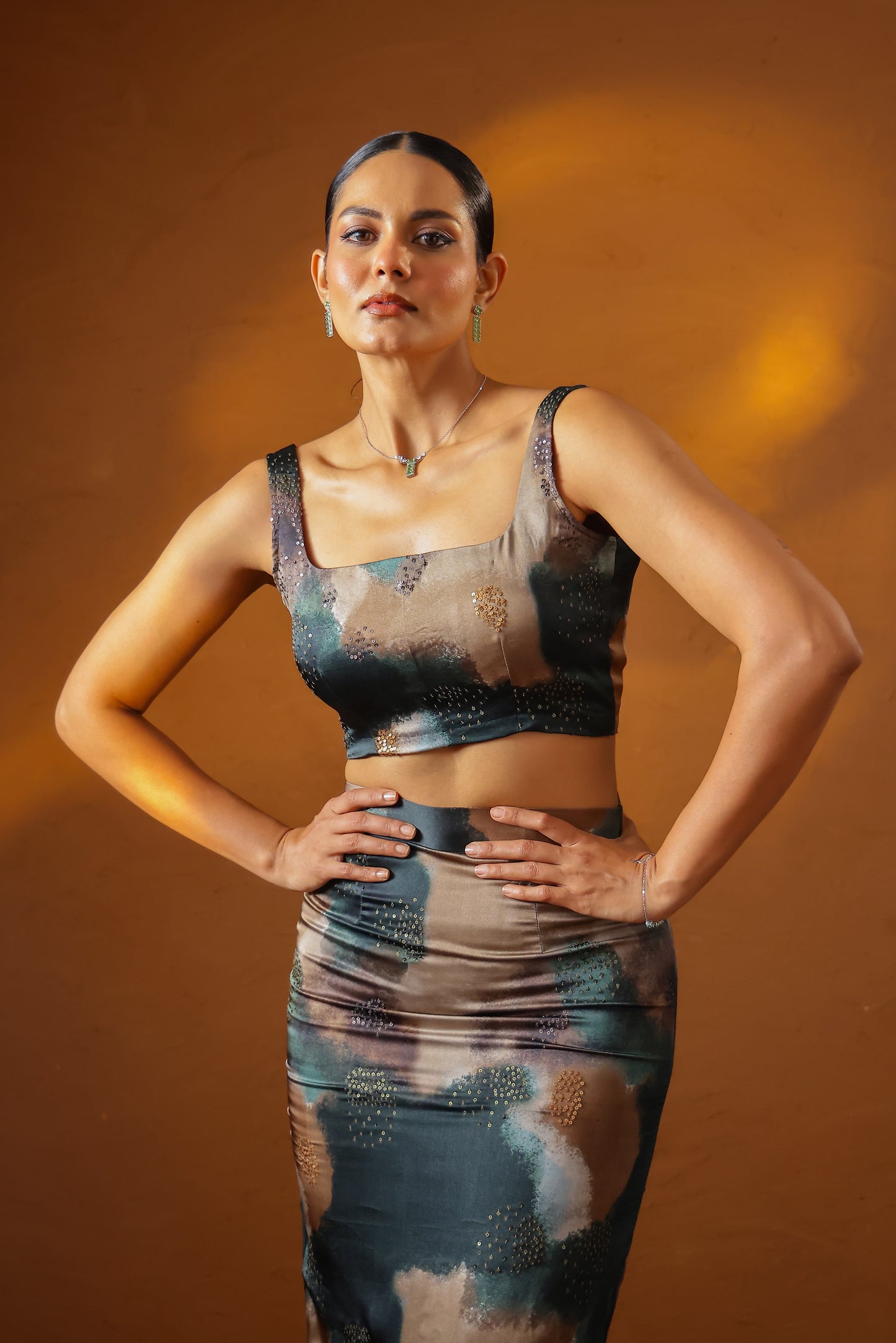 Patina Embroidered corset with midi skirt