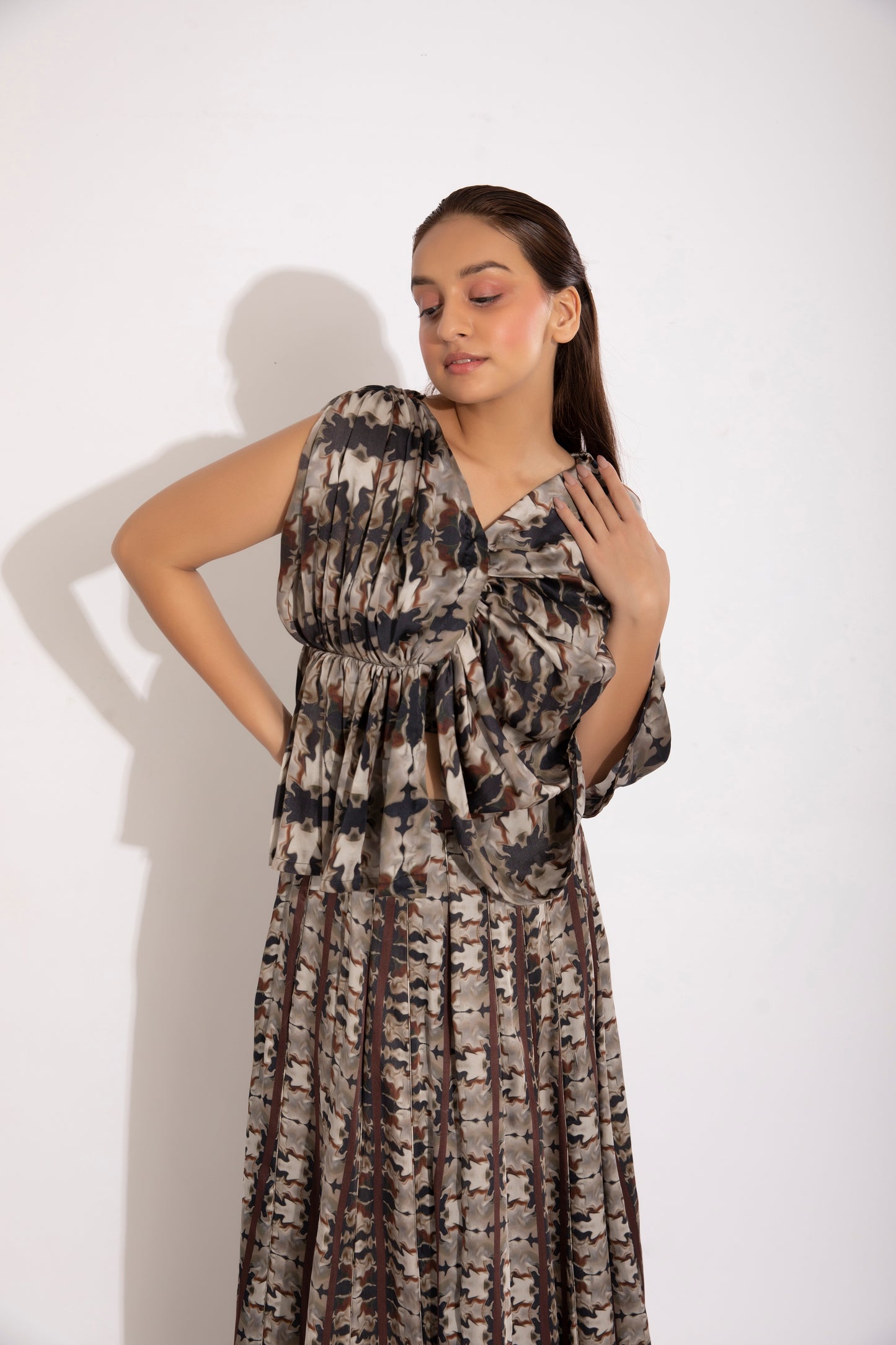 Drape blouse and Skirt