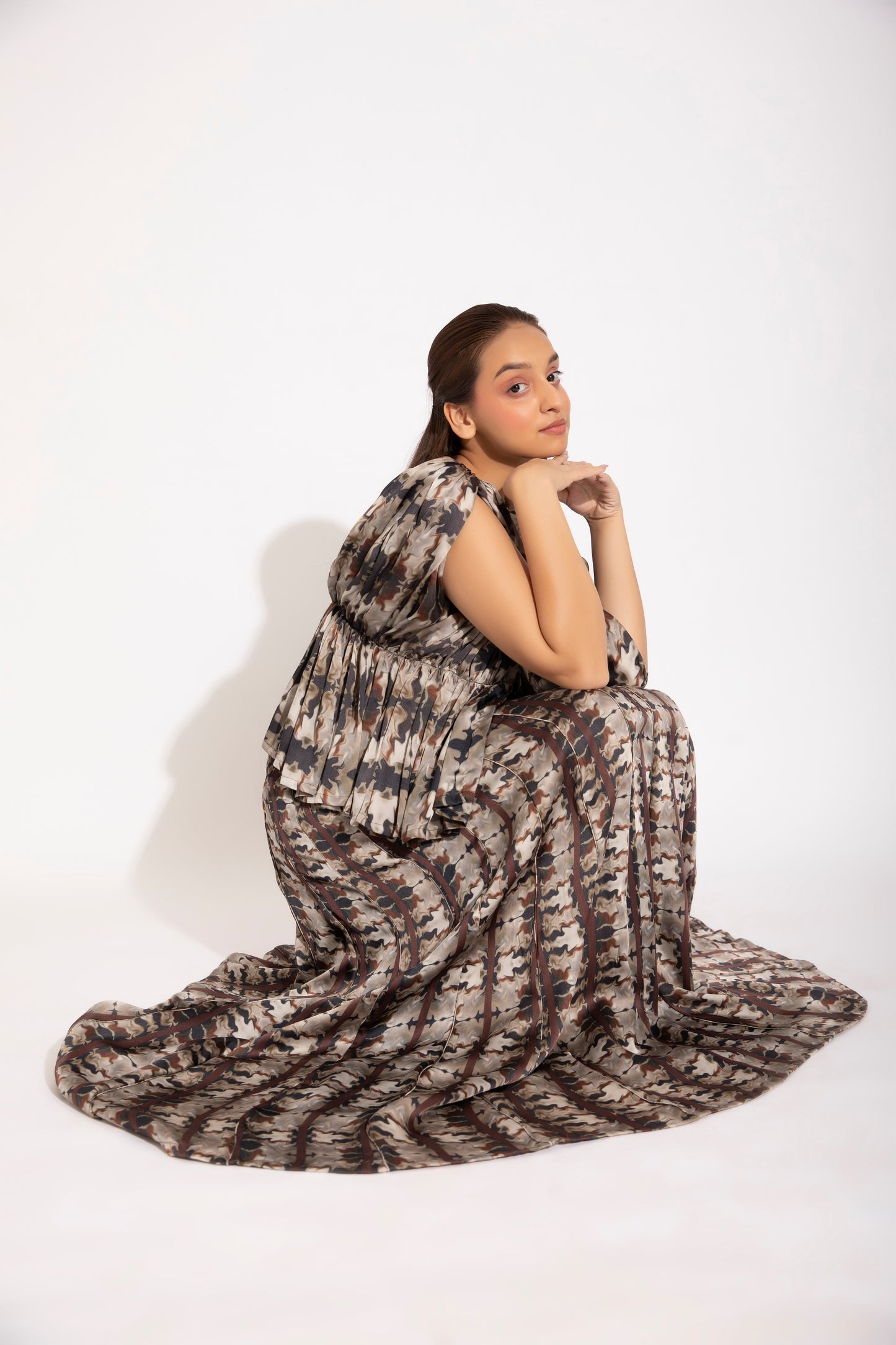 Drape blouse and Skirt