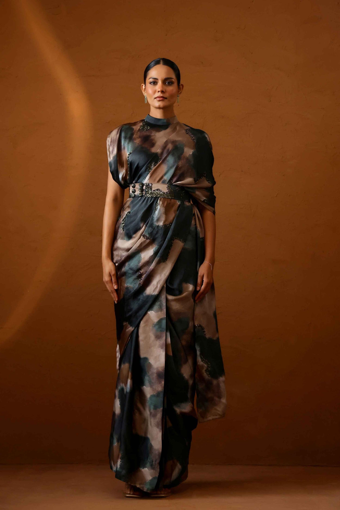 Priyamani in Patina collar pallu sari