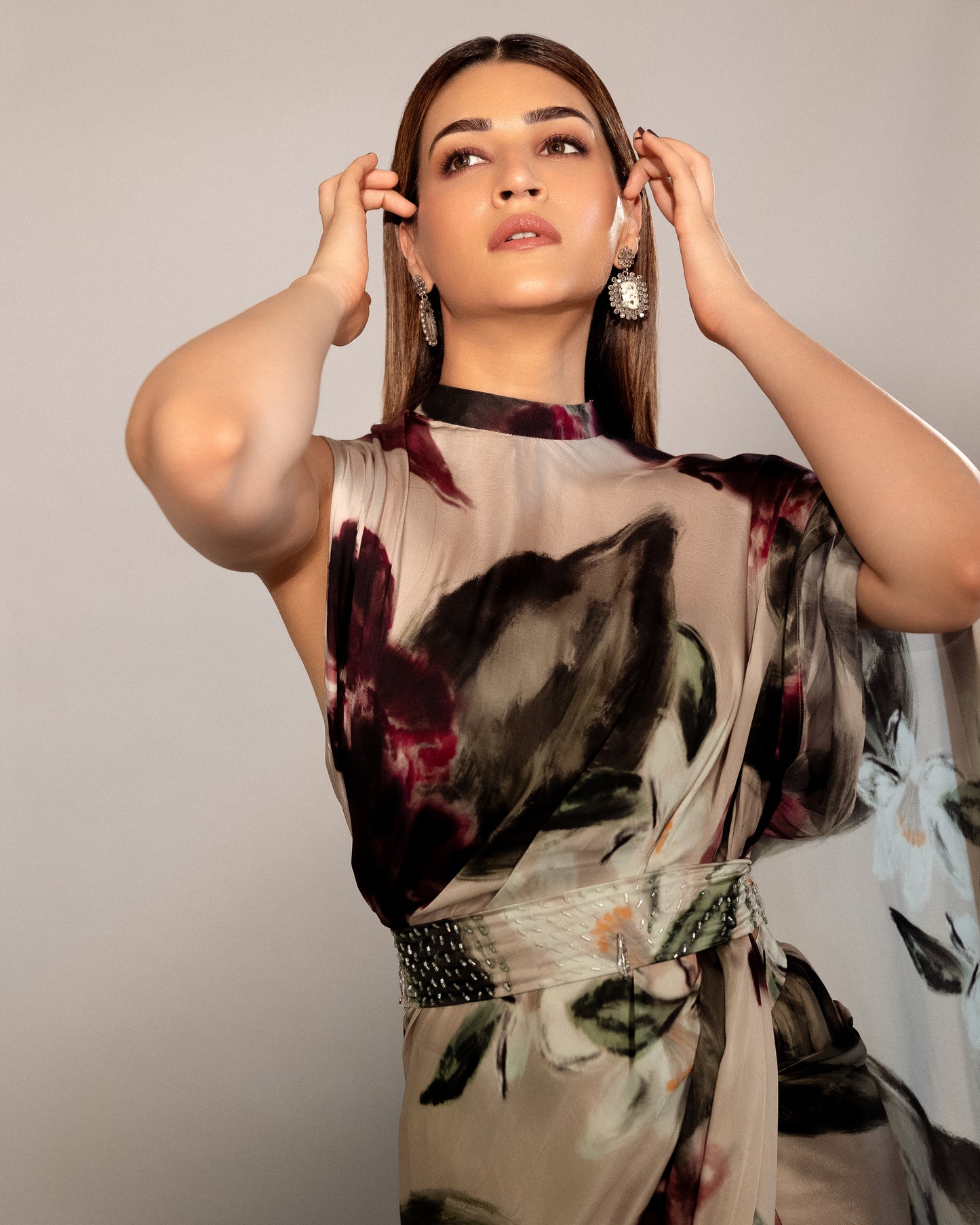 Ivy gardenia collar pallu saree