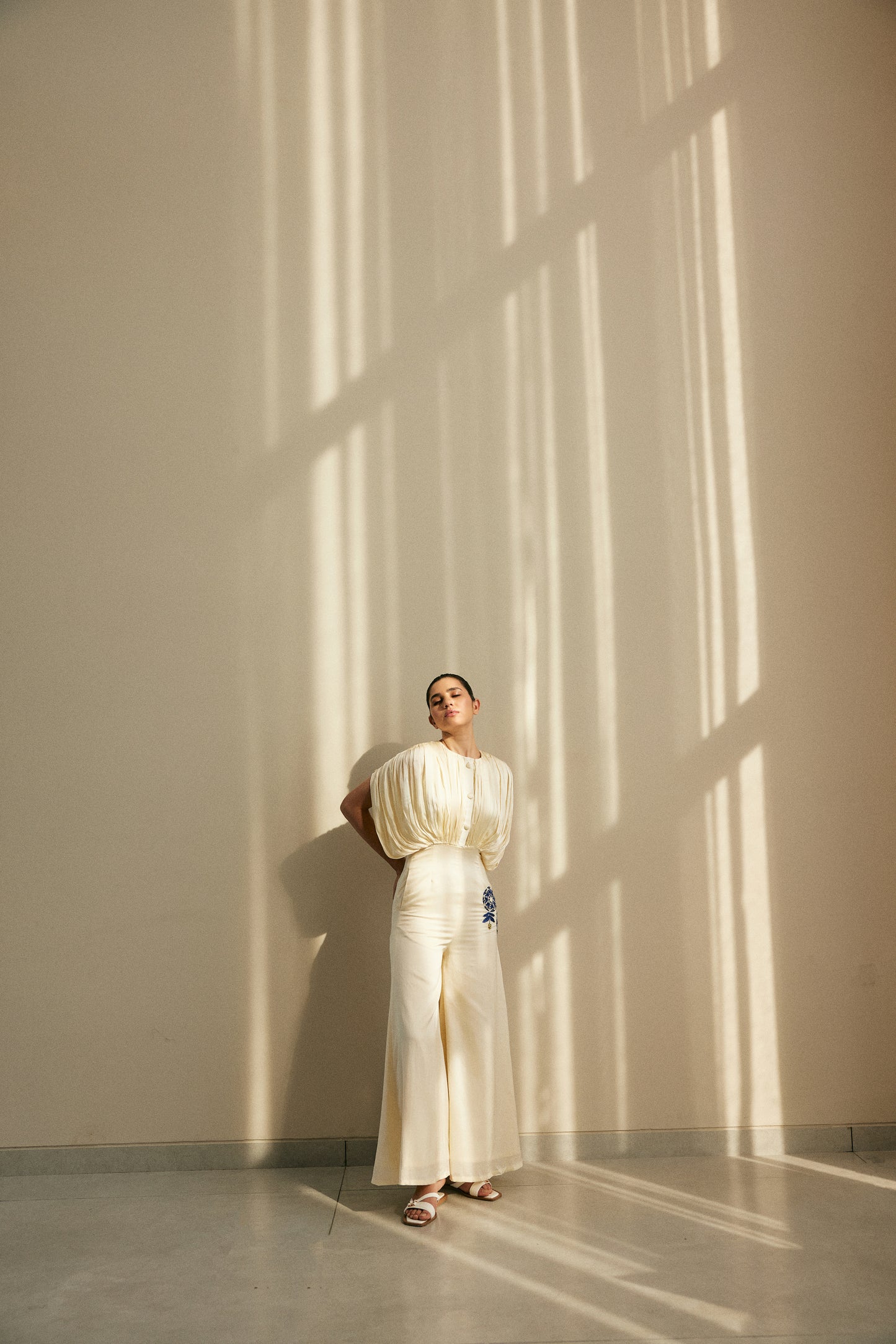 Cobalt hand draped jumpsuit