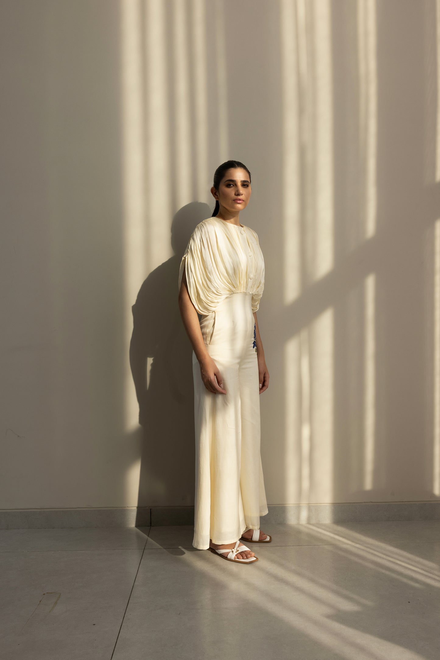 Cobalt hand draped jumpsuit