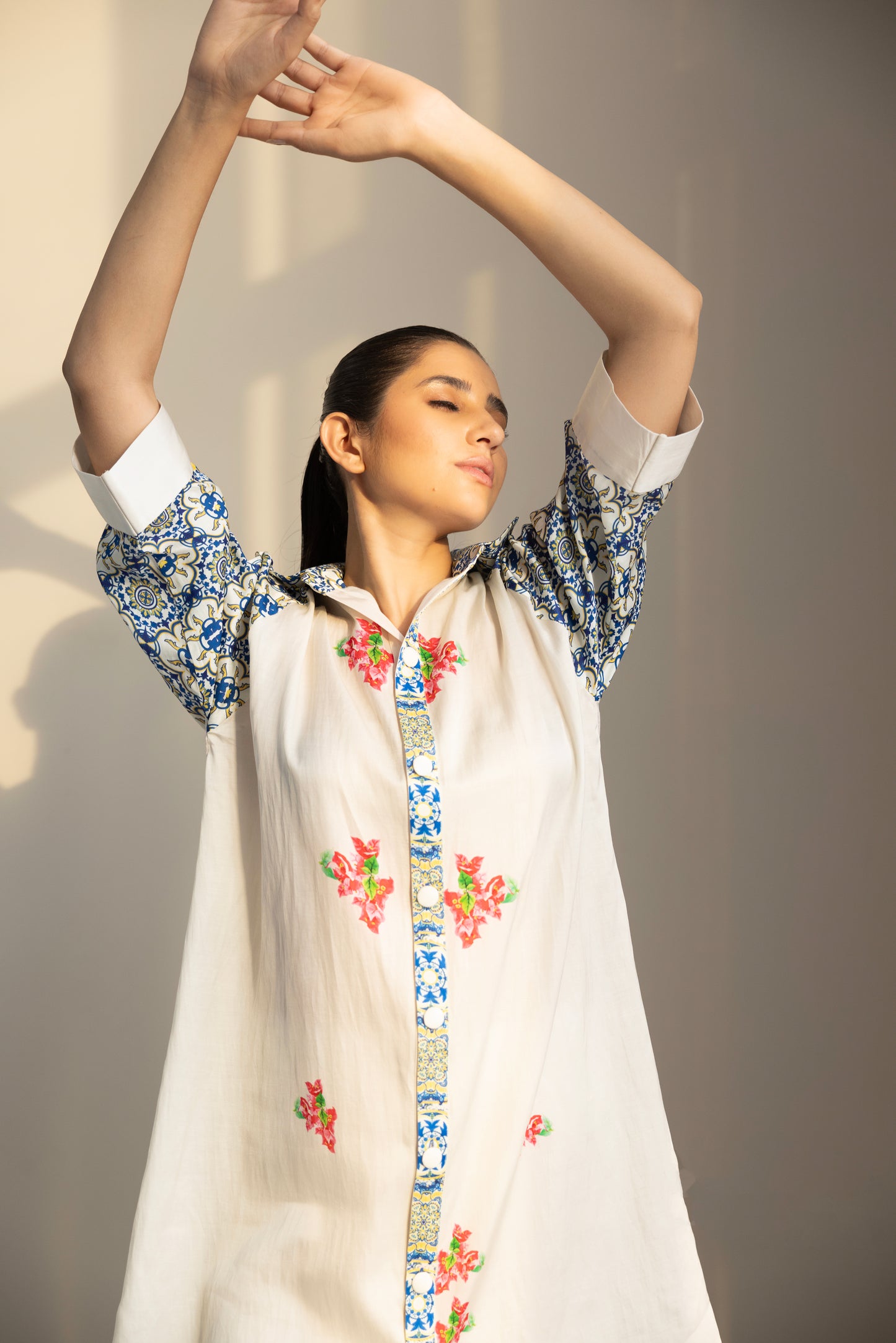 Ceramica placement print kurta set