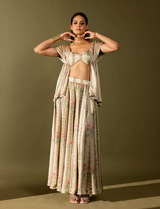 Bel Draped blouse paired with Kalidar skirt