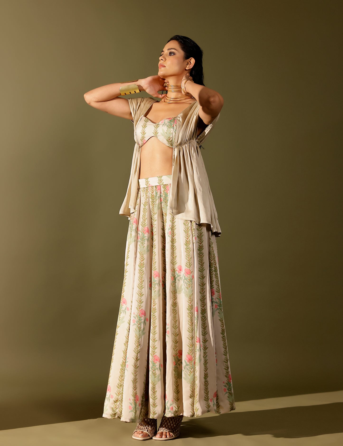 Bel Draped blouse paired with Kalidar skirt