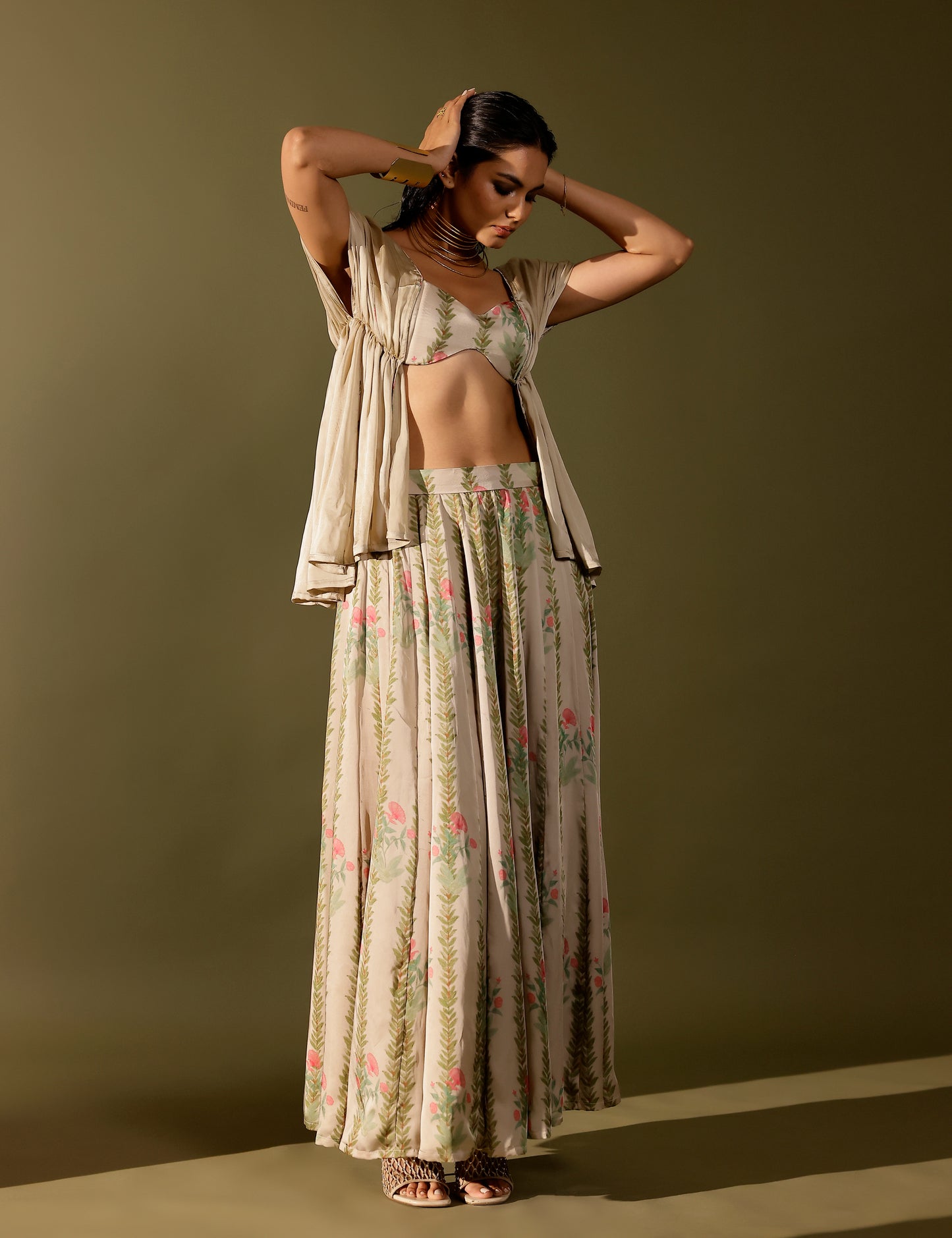 Bel Draped blouse paired with Kalidar skirt