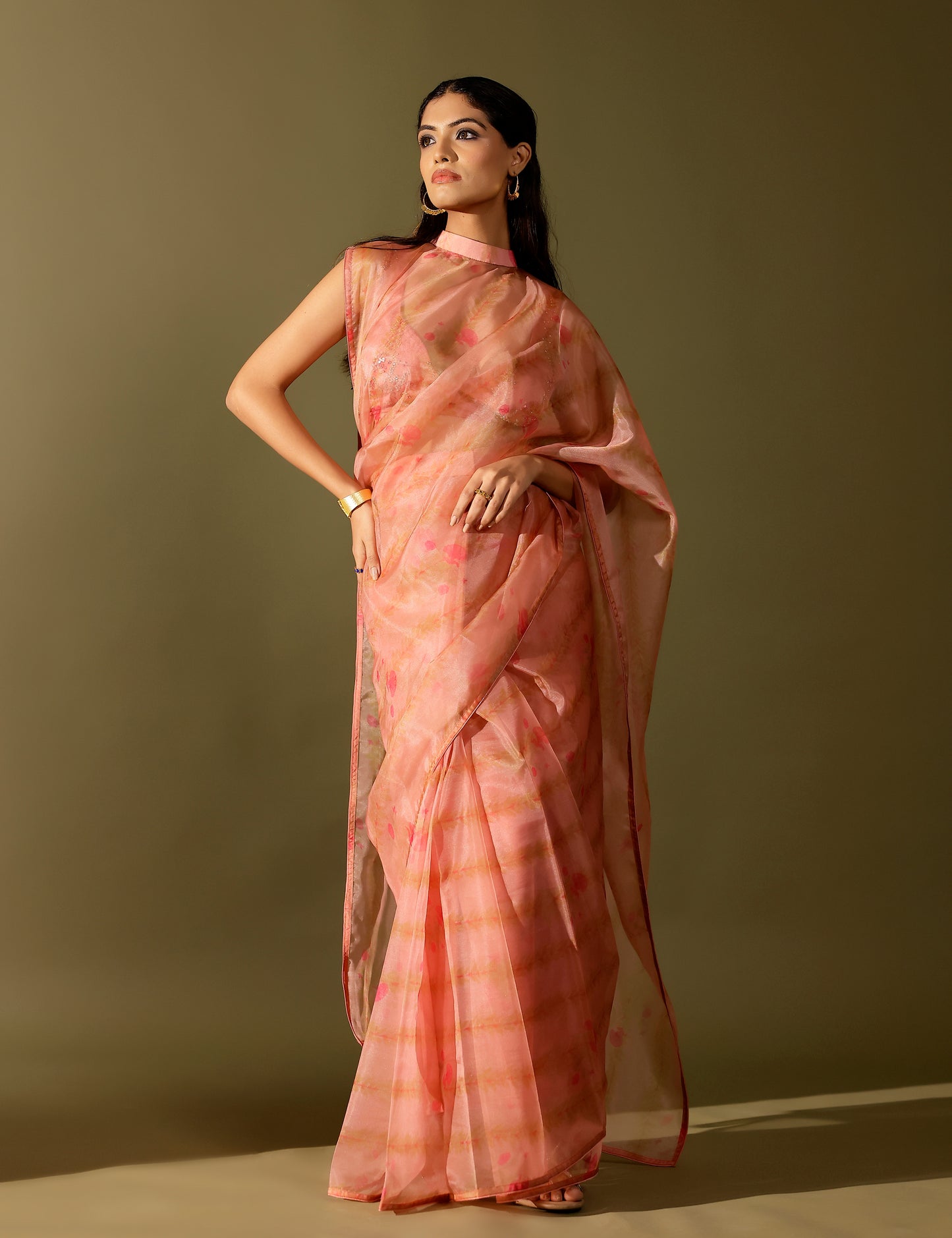 Bel organza collar saree