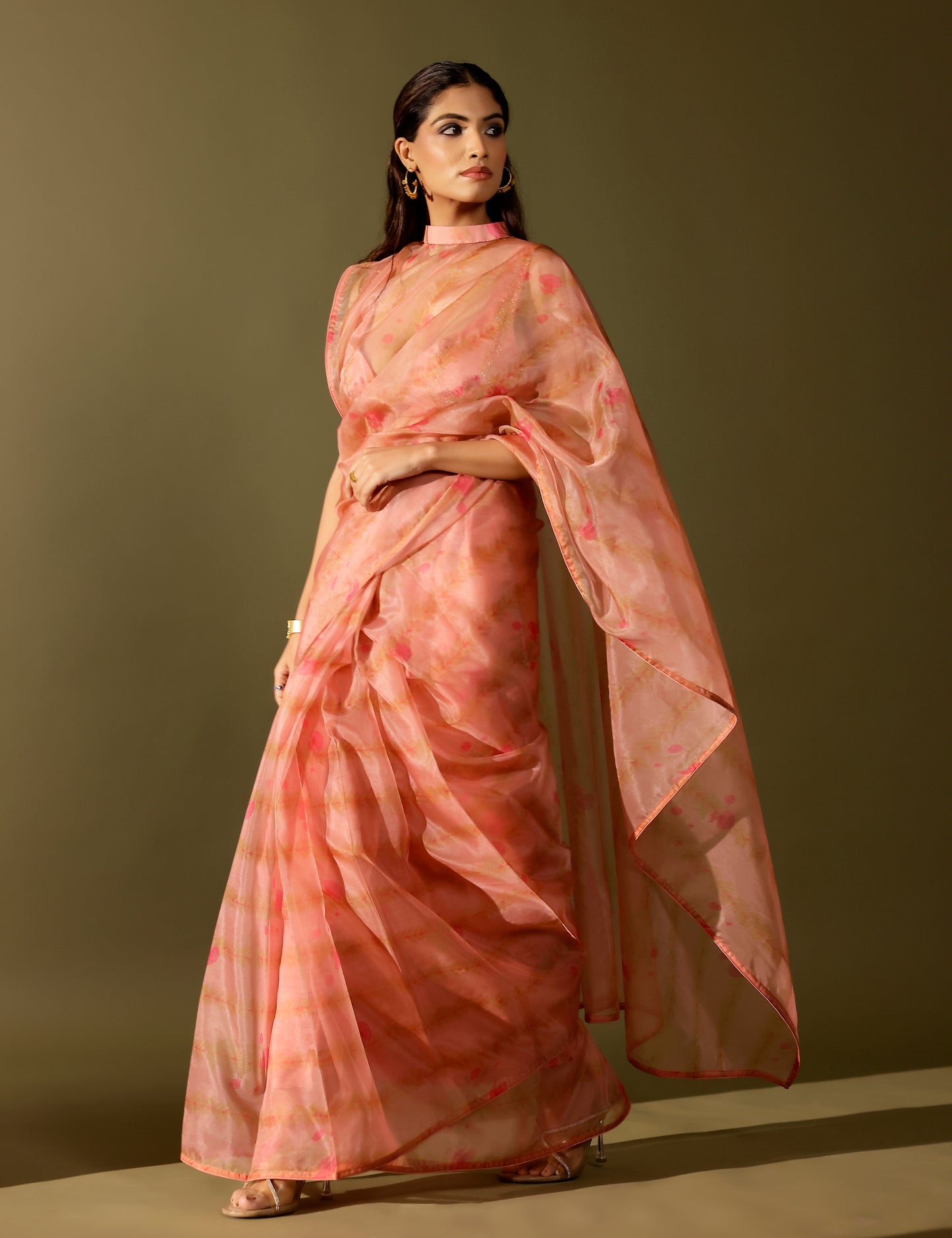 Bel organza collar saree