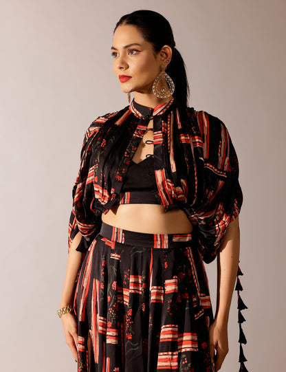 Johri kalidar skirt with draped jacket and bustier