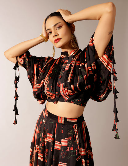 Johri kalidar skirt with draped jacket and bustier