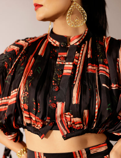 Johri kalidar skirt with draped jacket and bustier