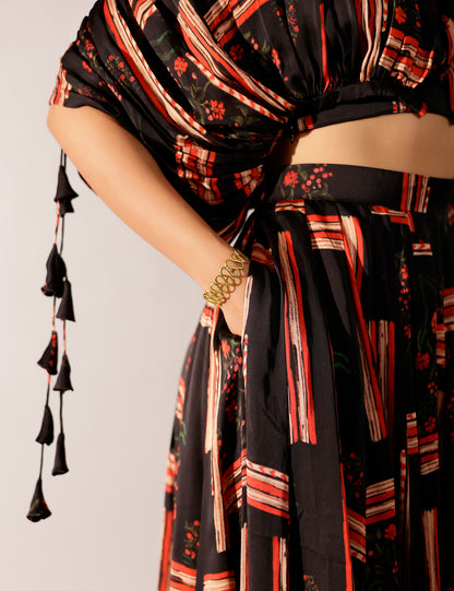 Johri kalidar skirt with draped jacket and bustier