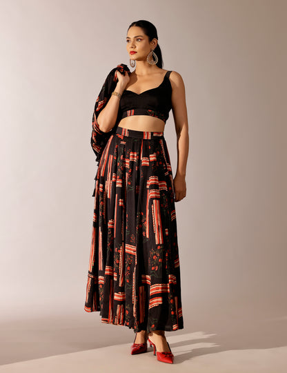 Johri kalidar skirt with draped jacket and bustier