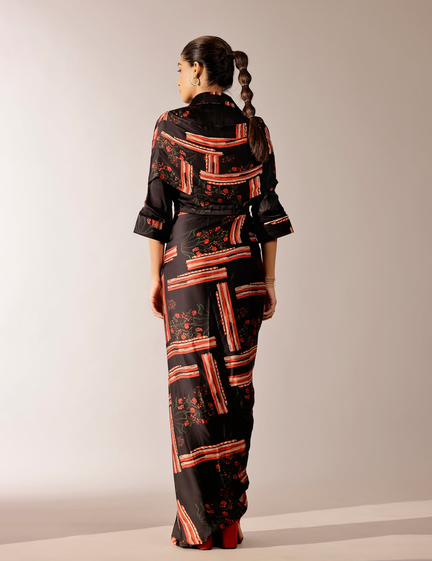 Johri shirt paired with hand draped skirt