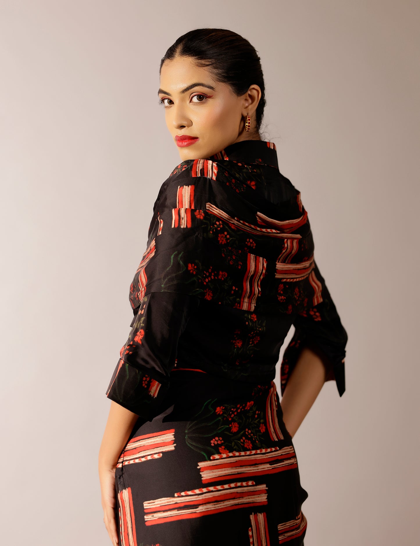 Johri shirt paired with hand draped skirt