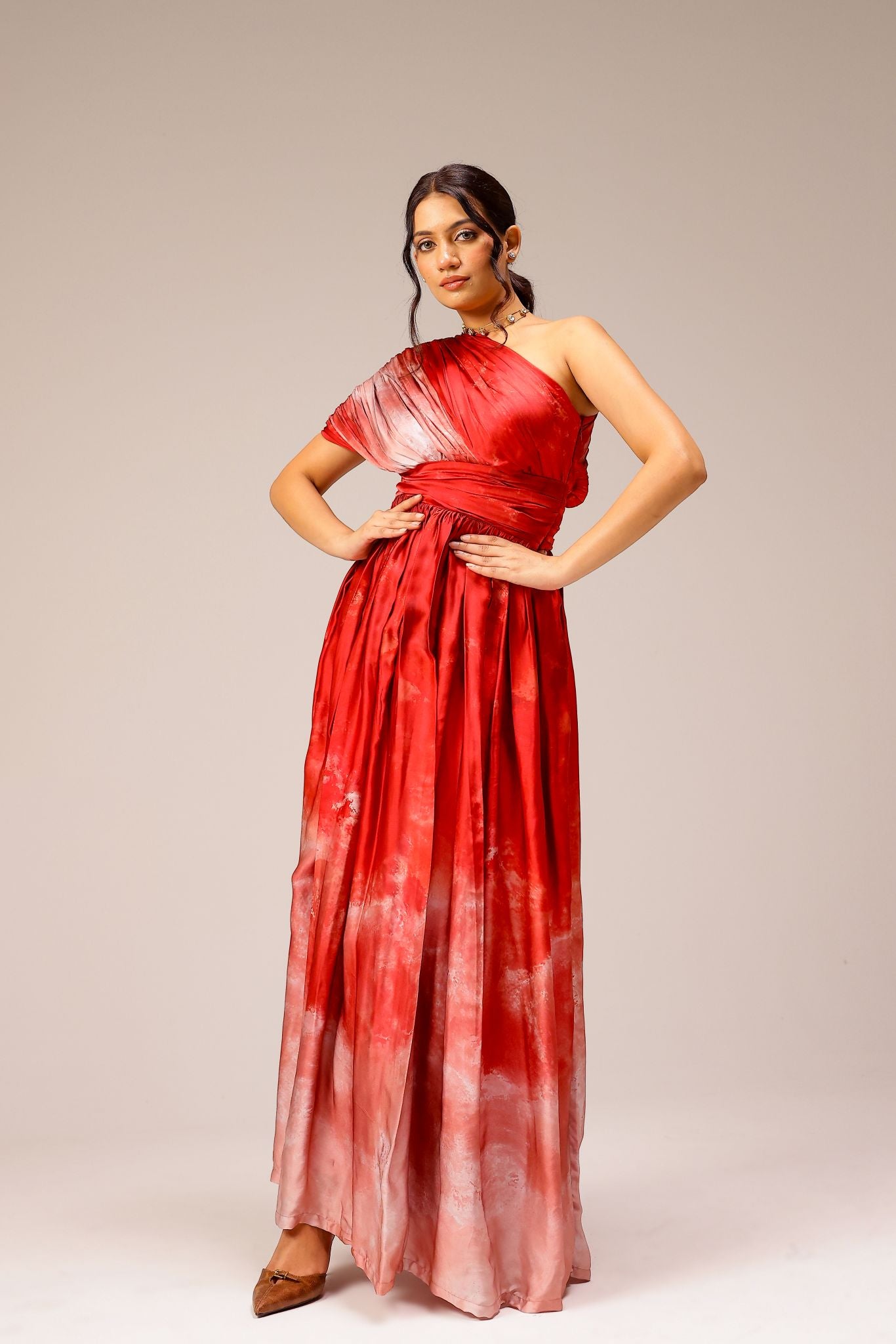 Rosette Draped Dress