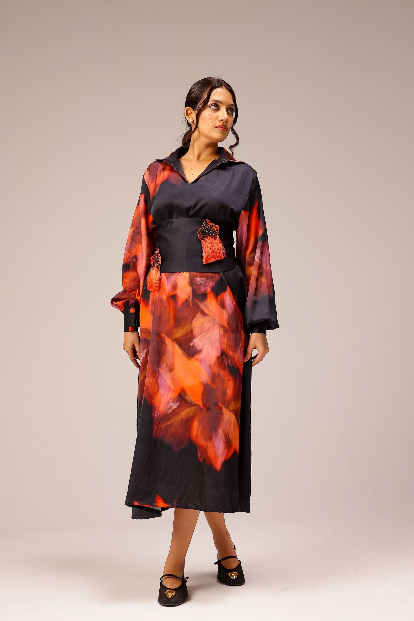 Sienna Shirt Dress with Corset Belt & Detachable Brooches