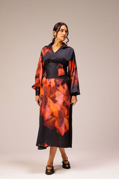 Sienna Shirt Dress with Corset Belt & Detachable Brooches