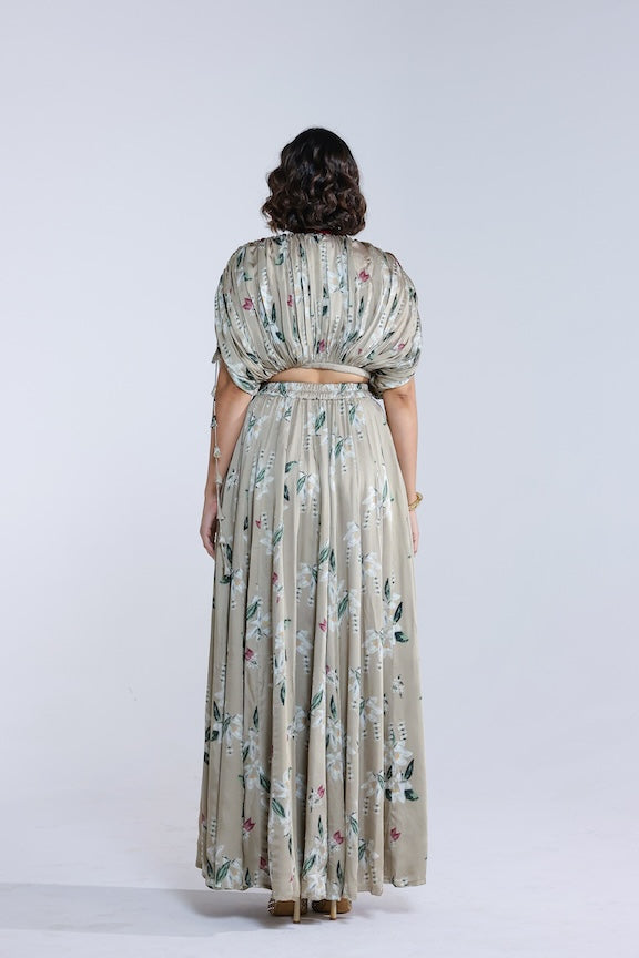 Jasmine kalidar skirt with draped jacket and blouse