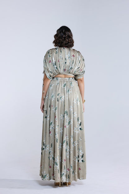 Jasmine kalidar skirt with draped jacket and blouse