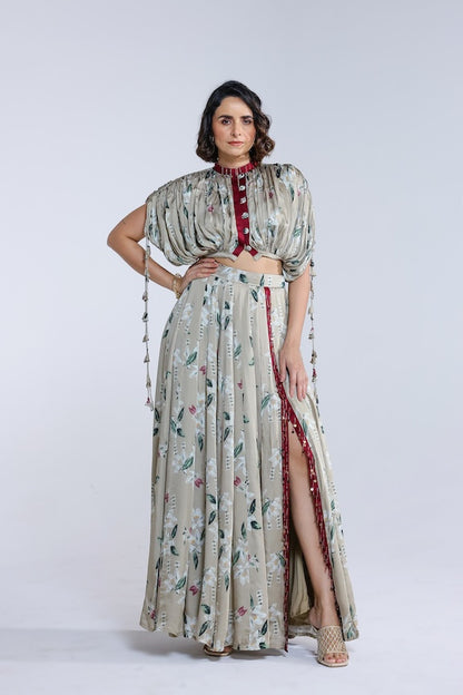 Jasmine kalidar skirt with draped jacket and blouse