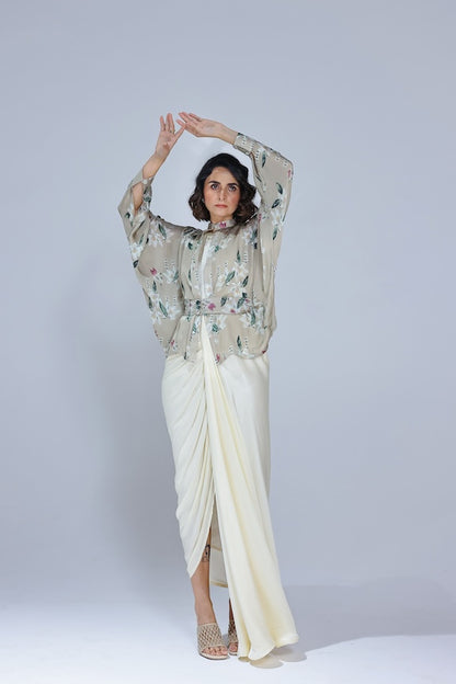 Jasmine kimono with draped gown