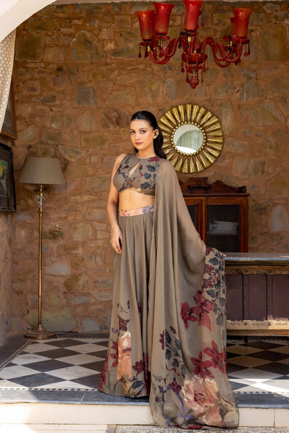 Bagicha kalidar skirt paired with an embellished blouse and dupatta
