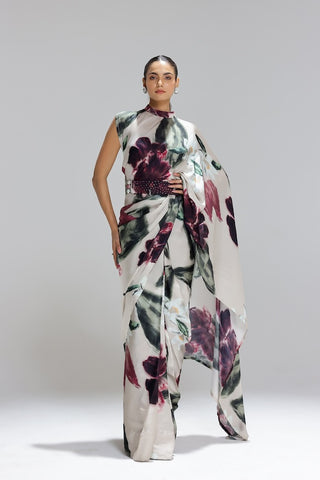 Ivy gardenia collar pallu saree