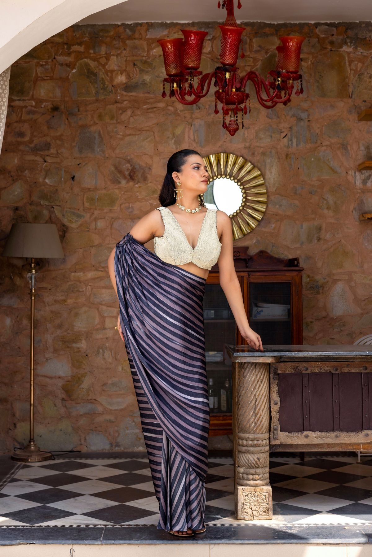 Fiza draped saree paired with a blouse