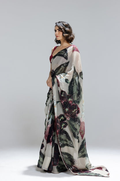 Ivy Gardenia organza saree