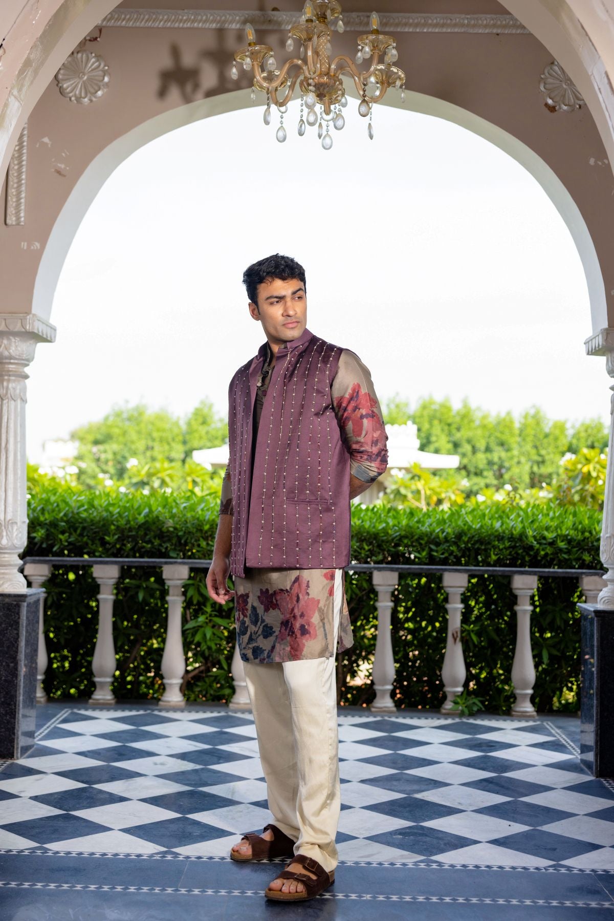 Bagicha kurta with zari work jacket