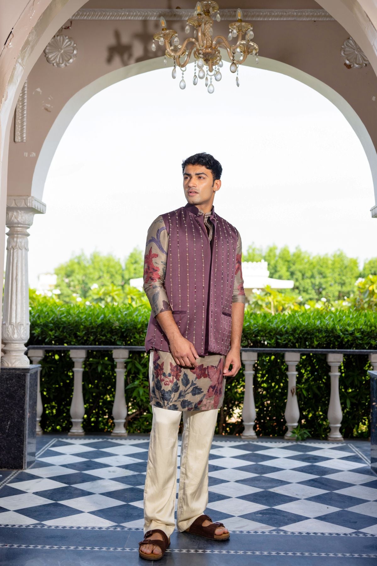 Bagicha kurta with zari work jacket