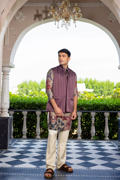 Bagicha kurta with zari work jacket