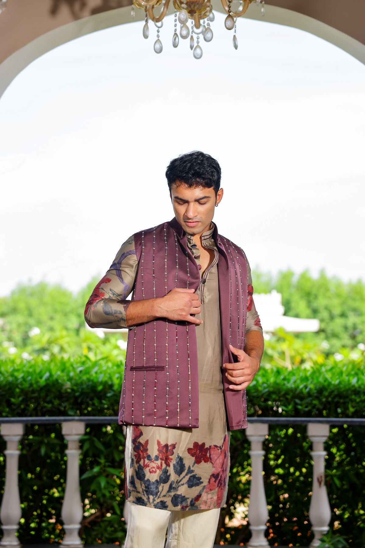 Bagicha kurta with zari work jacket