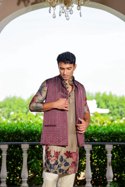 Bagicha kurta with zari work jacket