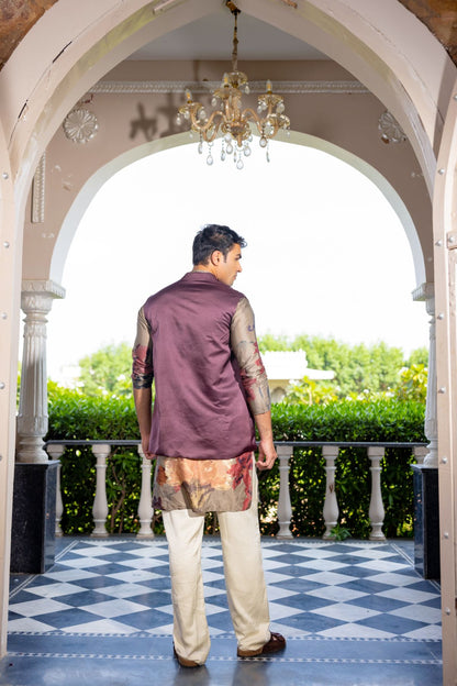 Bagicha kurta with zari work jacket
