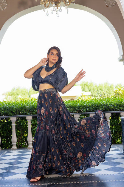 Noor skirt set paired with draped blouse