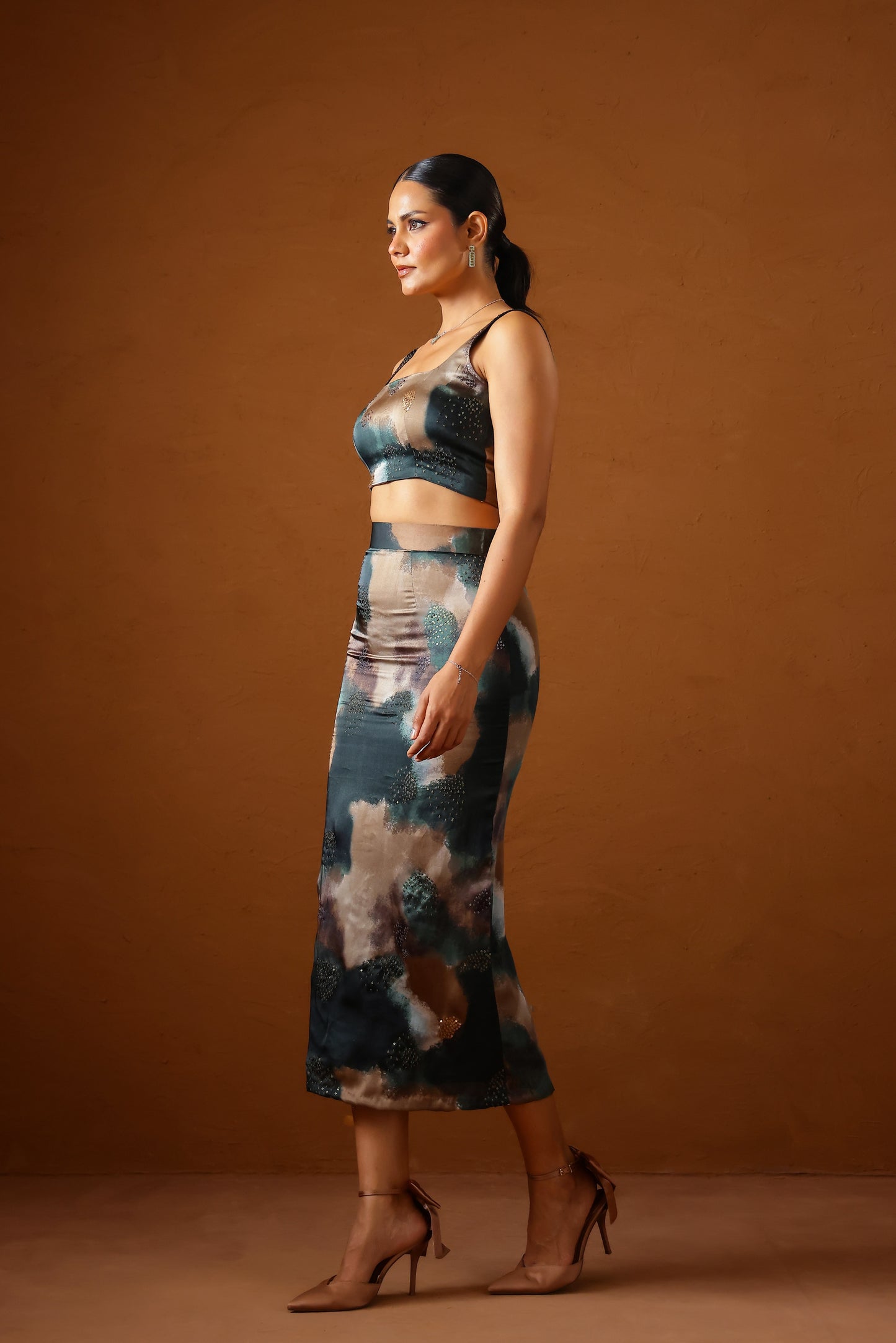 Patina Embroidered corset with midi skirt