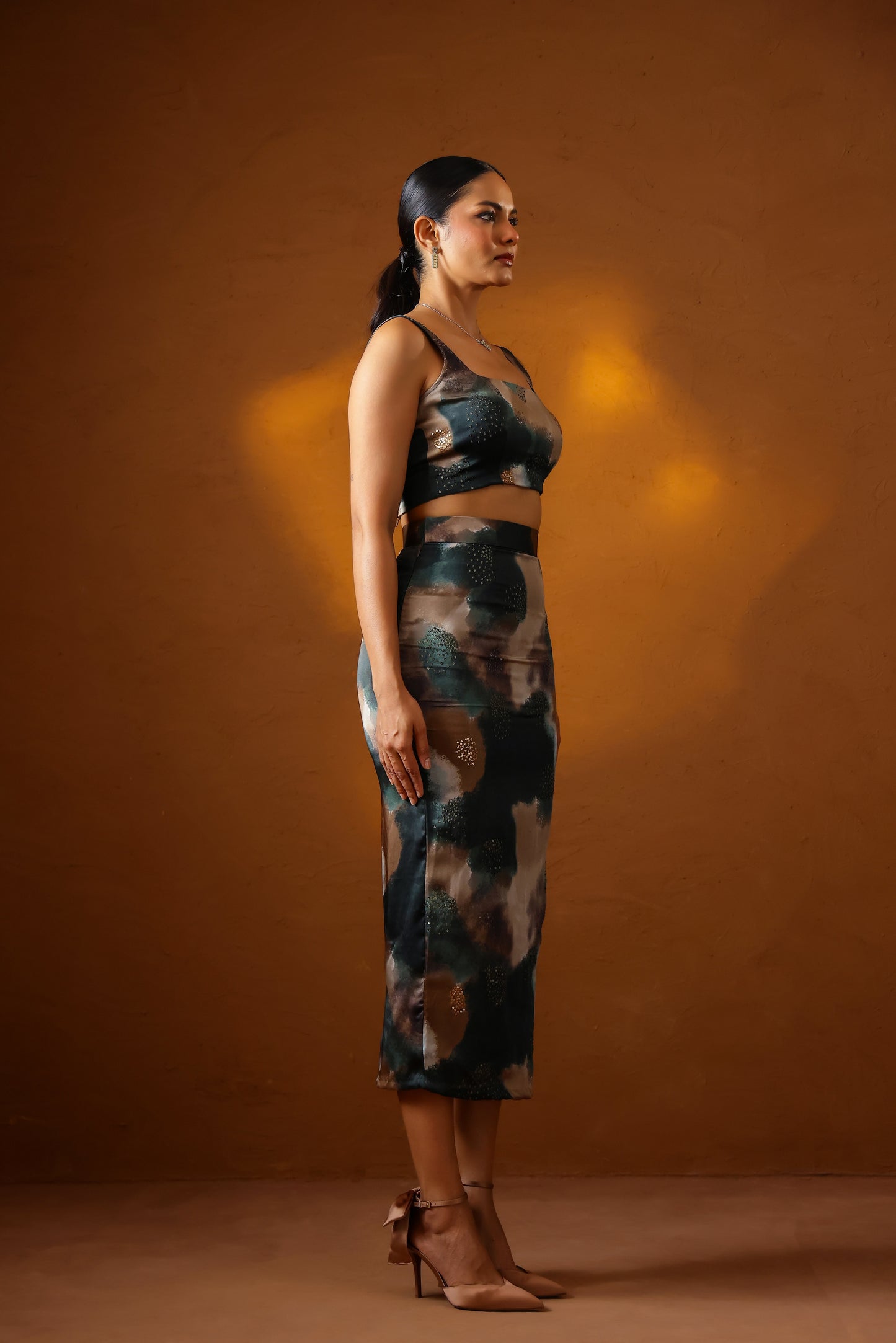 Patina Embroidered corset with midi skirt