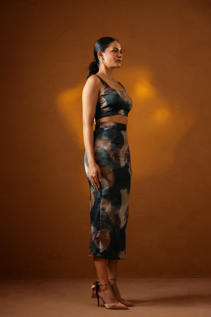 Patina Embroidered corset with midi skirt