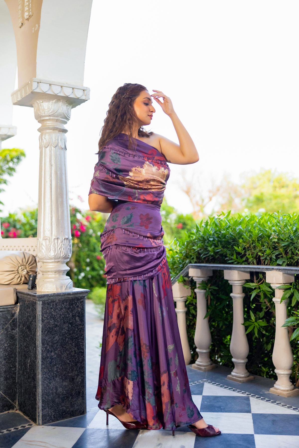 Meher draped skirt set