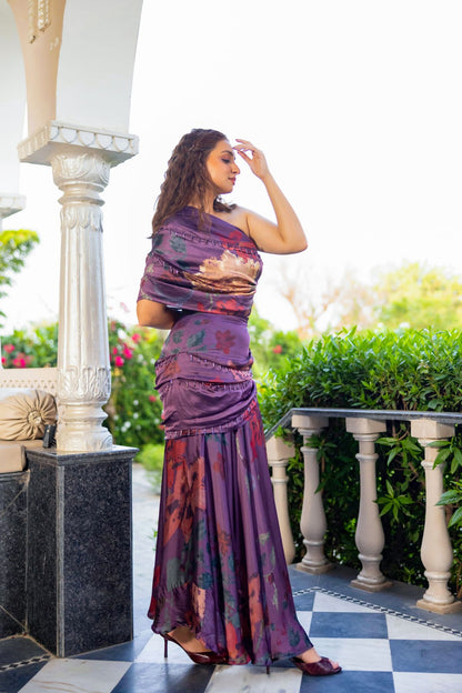Meher draped skirt set